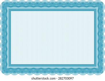 Certificate template or diploma template. Vector certificate template.With guilloche pattern. Nice design. 