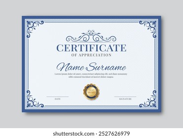 Certificate template diploma vintage border. Award background, Winner, Training achivement certificate or diploma design