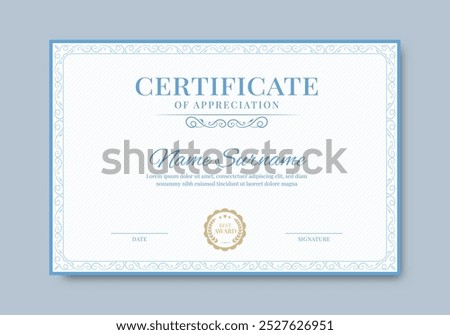 Certificate template diploma vintage border. Award background, Winner, Training achivement certificate or diploma design