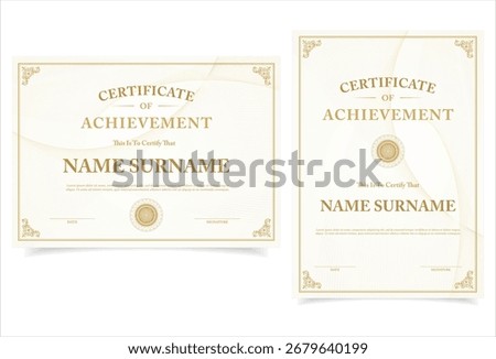 Certificate template diploma vintage border award background, Winner achievement certificate or diploma design collection 