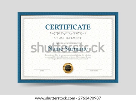 Certificate template diploma vintage border. Award background, Winner, Training achivement certificate or diploma design