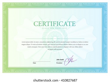 Certificate. Template diplomas currency. Award background. Gift voucher. Vector