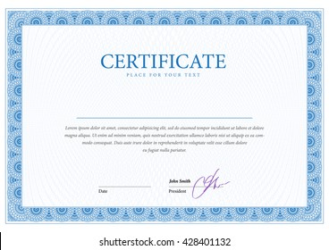 Certificate. Template diplomas currency. Award background. Gift voucher. Vector