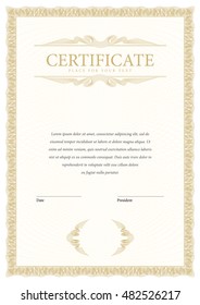 Certificate. Template diplomas currency. Award background. Gift voucher. Vector