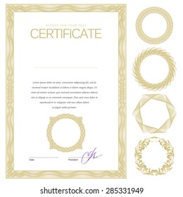 Certificate. Template diplomas, currency. Vector