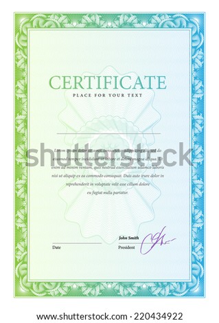 Certificate. Template diplomas, currency. Vector