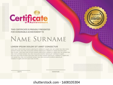 certificate template with dynamic and futuristic texture pattern background, diploma,Vector illustration