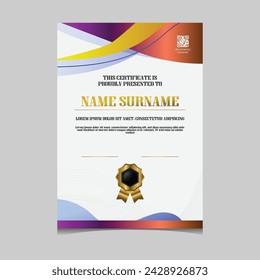 Certificate template dynamic wave vibrant gradient color company