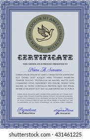 Certificate template. Easy to print. Nice design. Customizable, Easy to edit and change colors. Blue color.