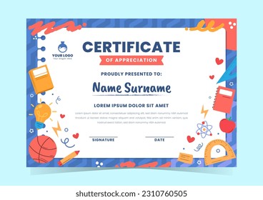 Certificate template for education, elementary school and high school