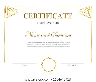 Certificate Template Elegant Border Frame Diploma Stock Vector (Royalty ...