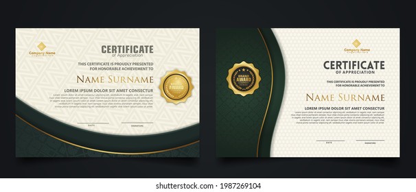 certificate template with elegant corner frame and Luxury realistic texture pattern, diploma and premium badges design. Vector illustration