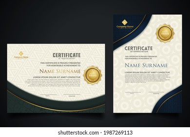certificate template with elegant corner frame and Luxury realistic texture pattern, diploma and premium badges design. Vector illustration