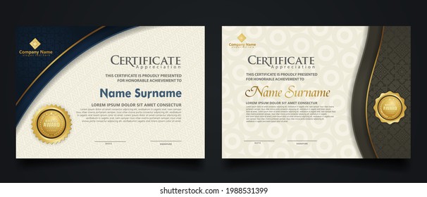 certificate template with elegant corner frame and Luxury realistic texture pattern, diploma and premium badges design. Vector illustration