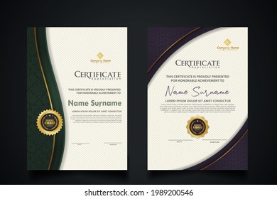 certificate template with elegant corner frame and Luxury realistic texture pattern, diploma and premium badges design. Vector illustration