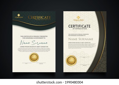 certificate template with elegant corner frame and Luxury realistic texture pattern, diploma and premium badges design. Vector illustration
