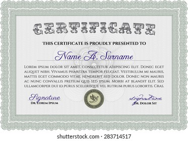 Certificate template. Elegant design. Printer friendly. Vector certificate template.
