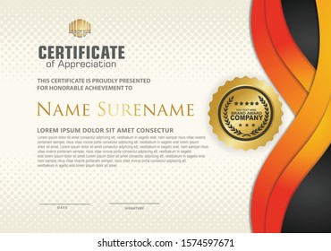 Certificate template with elegant and dynamic gradation colorful of flow line ornament textured background, diploma, Vector illustration