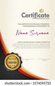 Certificate template with elegant and futuristic flow line ornament on textured background, diploma, Vector illustration