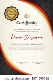 Certificate template with elegant and futuristic flow line ornament on textured background, diploma, Vector illustration