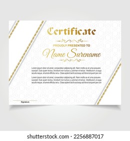 Certificate template in elegant Golden and blue colors. Certificate of appreciation, award diploma design template