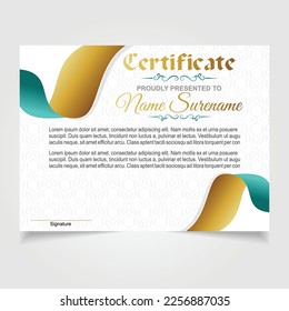 Certificate template in elegant Golden and blue colors. Certificate of appreciation, award diploma design template