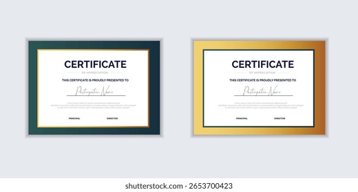 Modelo de certificado e elemento moderno para negócios. certificado do modelo de sucesso corporativo para reconhecimento de trabalho