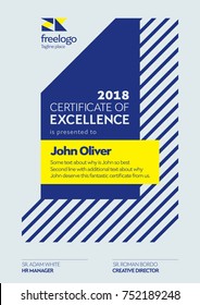 Certificate Template. Certificate of Excellence Design. Graduation Diploma Design Vertical Page.