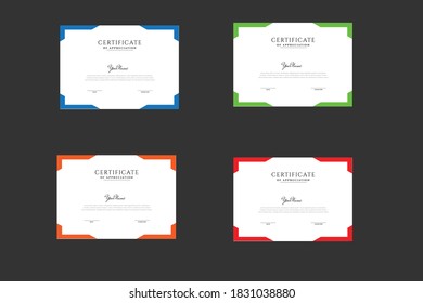 certificate template with flat colored design. perfect for schools, companies or universities..