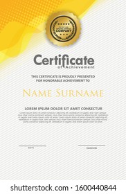 Certificate template with flow line ornament textured background, diploma, Vector illustration