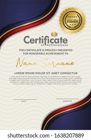 Certificate template with flow line ornament textured background, diploma, Vector illustration