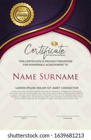 Certificate template with flow line ornament textured background, diploma, Vector illustration