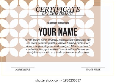 Plantilla de certificado con marco de silueta de flores y placa de fondo blanco. Diseño para Diploma, certificado de apreciación o premio