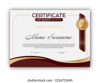Certificate. The template of the form with the award badge. Modern design to confirm training, education and professional development