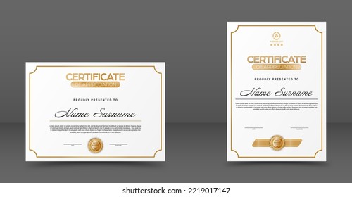 Certificate. The template of the form with the award badge. Modern design to confirm training, education and professional development