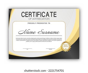 Certificate. The template of the form with the award badge. Modern design to confirm training, education and professional development