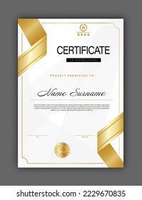 Certificate. The template of the form with the award badge. Modern design to confirm training, education and professional development