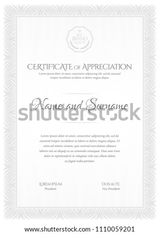 Certificate template. Frame for design diploma or gift certificate. Vector illustration.