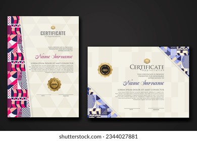 Certificate template with geometric artwork design, simple shapes and figures on ornament frame For award, champion, business, education needs and other users. vector Illustration