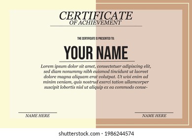 Certificate template with geometry cream and brown frame and badge on white background. Design for Diploma, certificate of appreciation or award