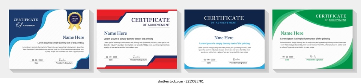 Certificate template with geometry gold and black frame and badge on white background. Design for Diploma, certificate of appreciation or award