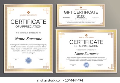 Certificate template, gift voucher in vintage style for your business