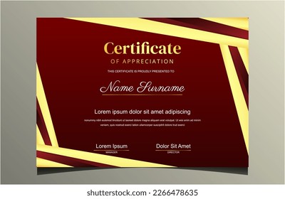 diseño de plantilla de certificado reeditable para premios, escuela, negocios, celebración, graduado, logro, collage, empresa con color de oro rojo de lujo moderno sencillo y elegante eps10