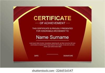 	
A certificate template with a gold border and a red background suitable for creating elegant and professional certificates, awards, diplomas, and recognition documents with a touch of luxury.