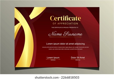 Design-Vorlage für den Red and Golden Certificate Award - Design-Vorlage für die Graduierung, Universität, Unternehmen