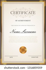Certificate template with gold element