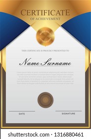 Certificate template with gold element