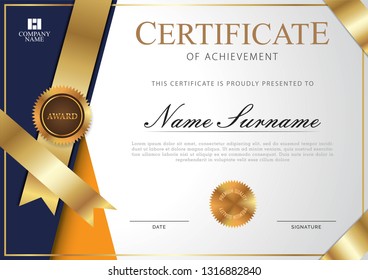 Certificate template with gold element