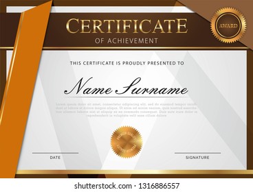 Certificate template with gold element