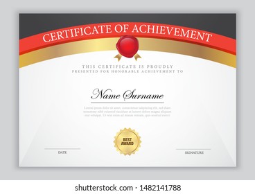 Certificate template with gold element and modern design pattern,diploma,vector illustration